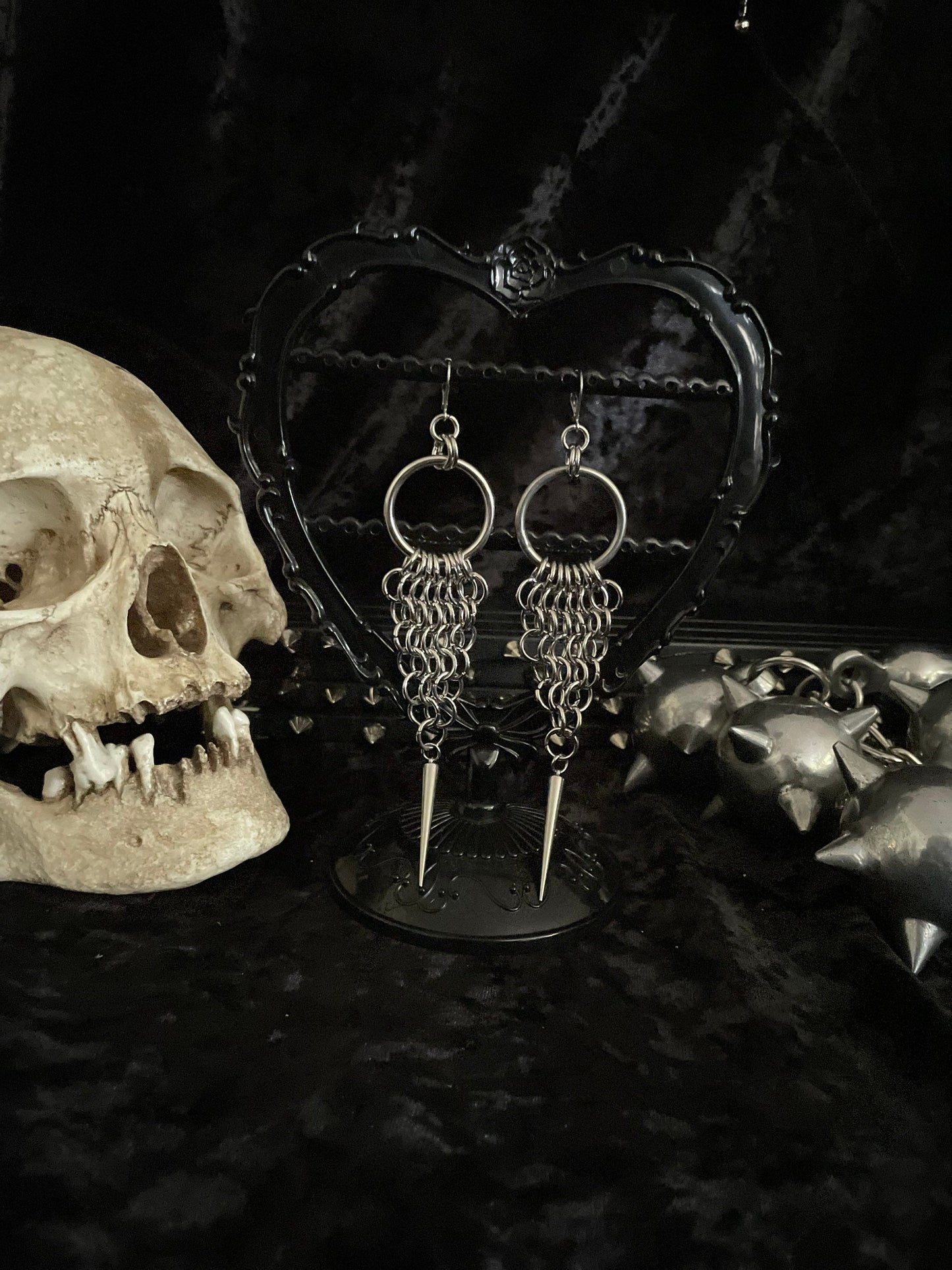 Chainmail spike earrings