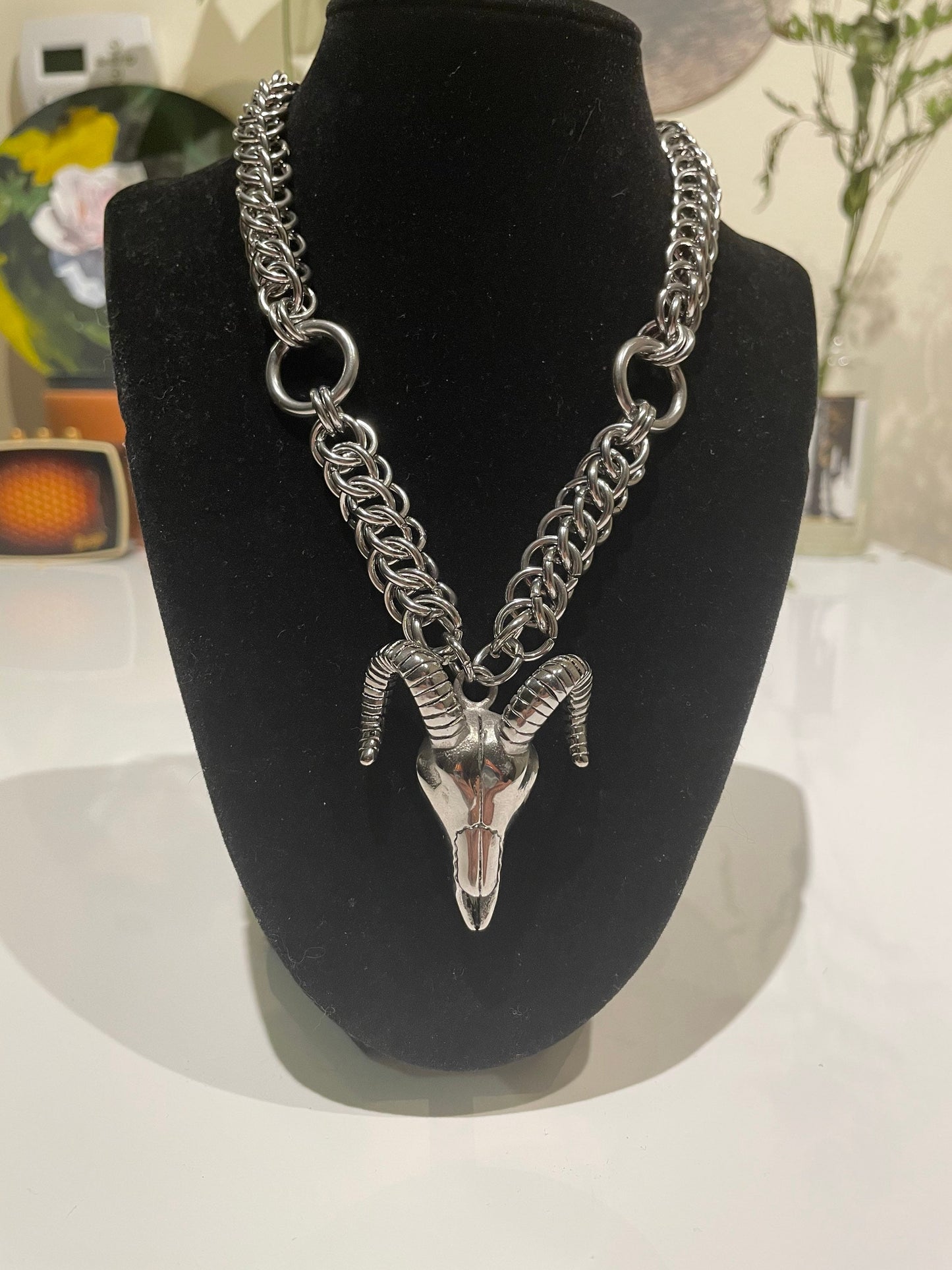 Satanic Baphomet necklace Chainmaille necklace