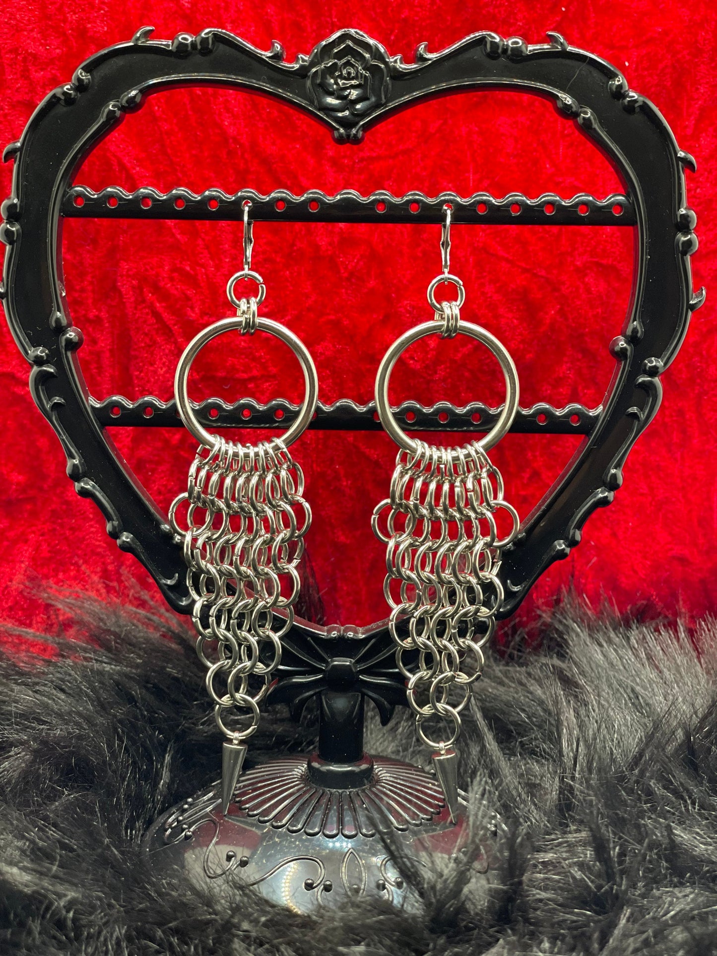 Chainmail spike earrings