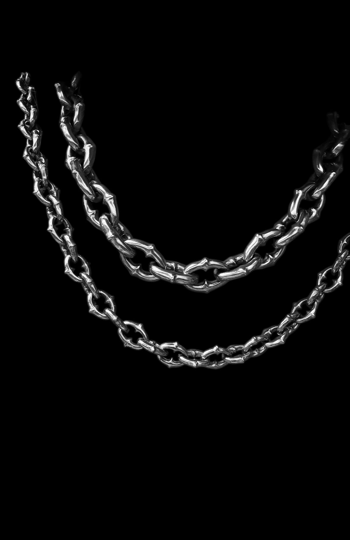 Spikey link chain w mace(silver or gold)