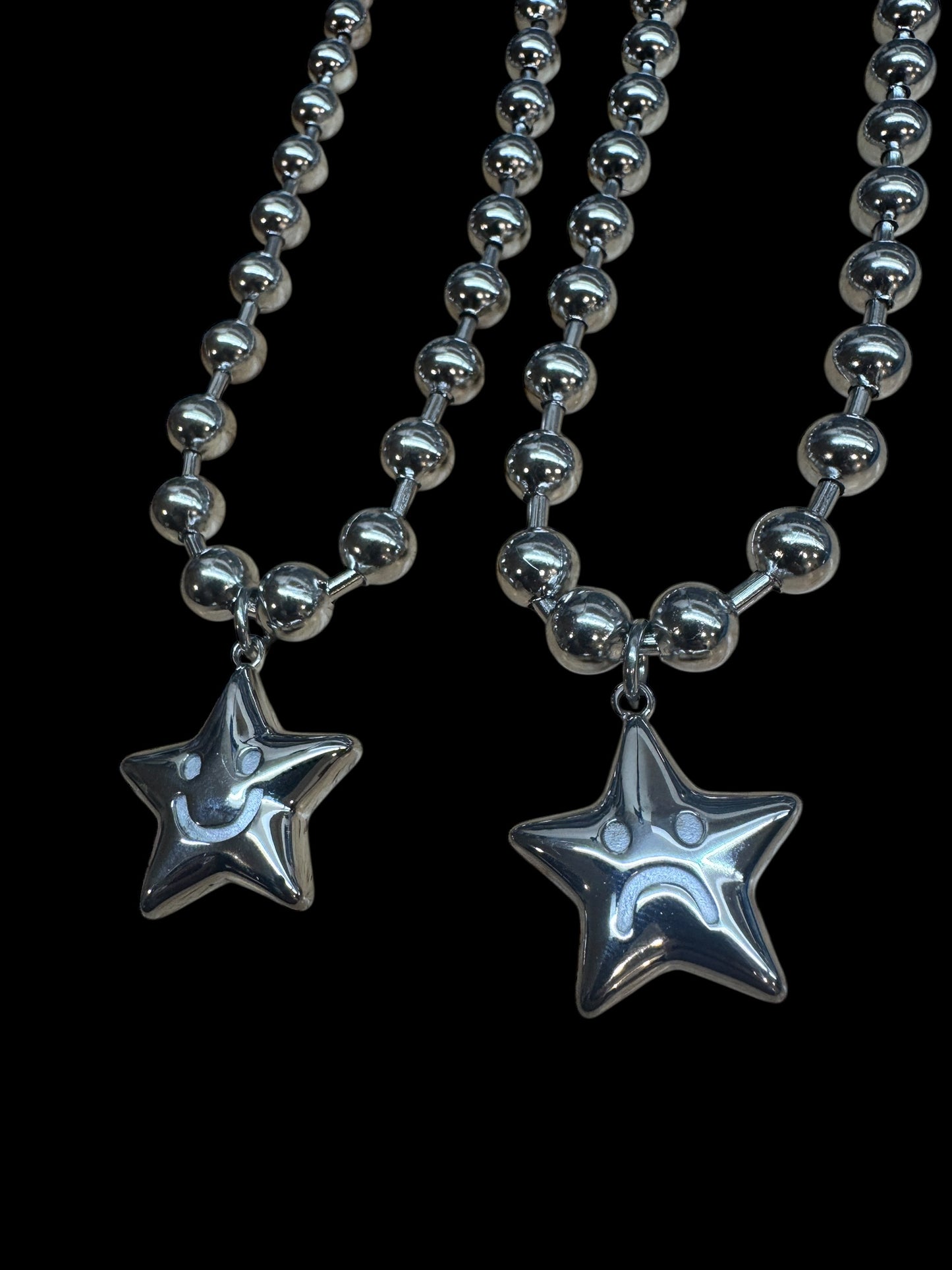 Sad face, Happy face STAR ball chains, 90s chain