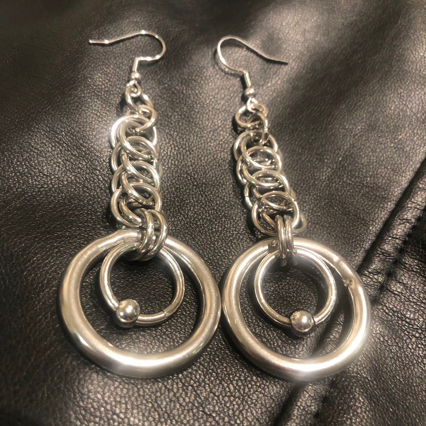 Chainmaille earrings, o-ring, captive ring, half Persian earrings