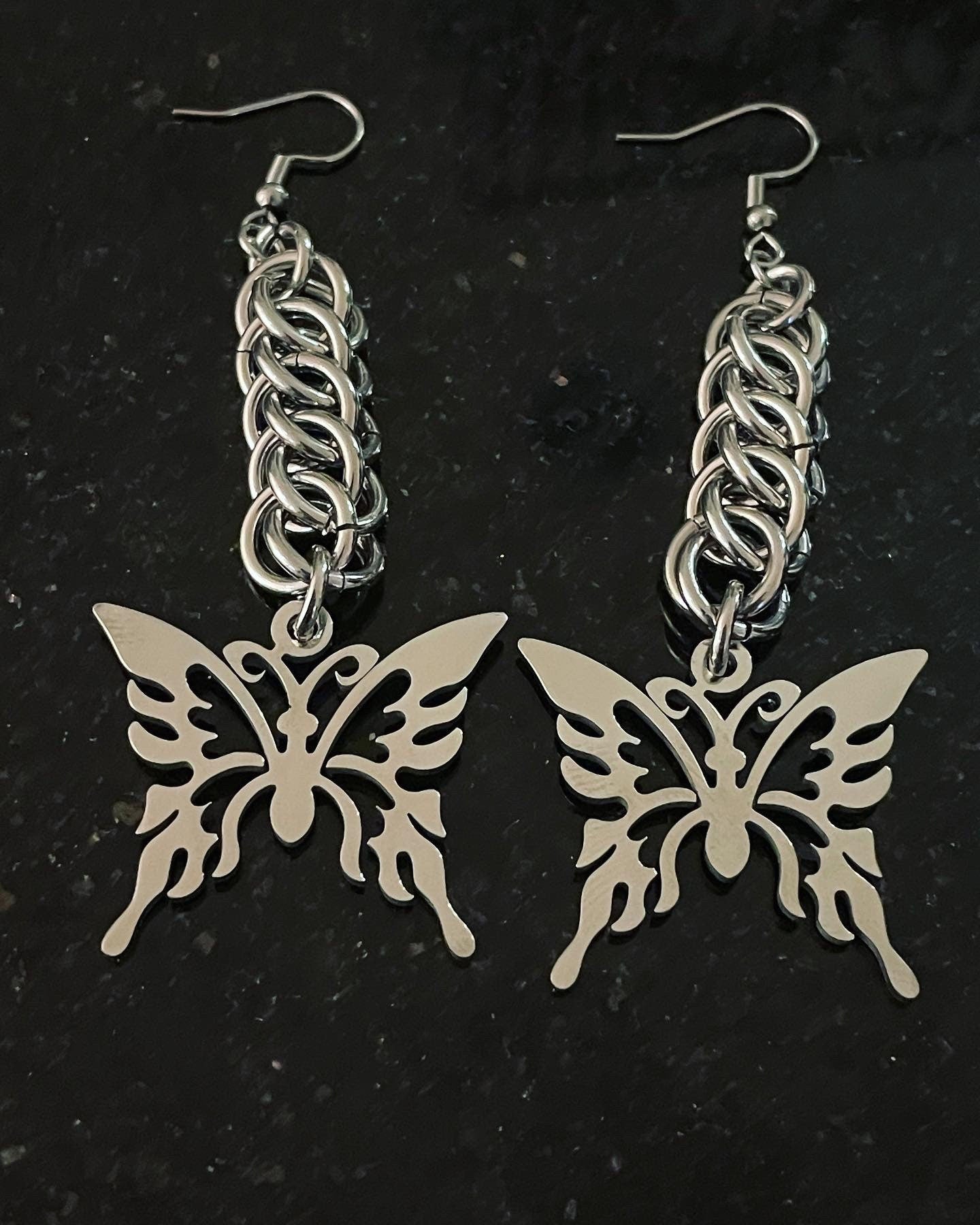 Butterfly chainmaille earrings