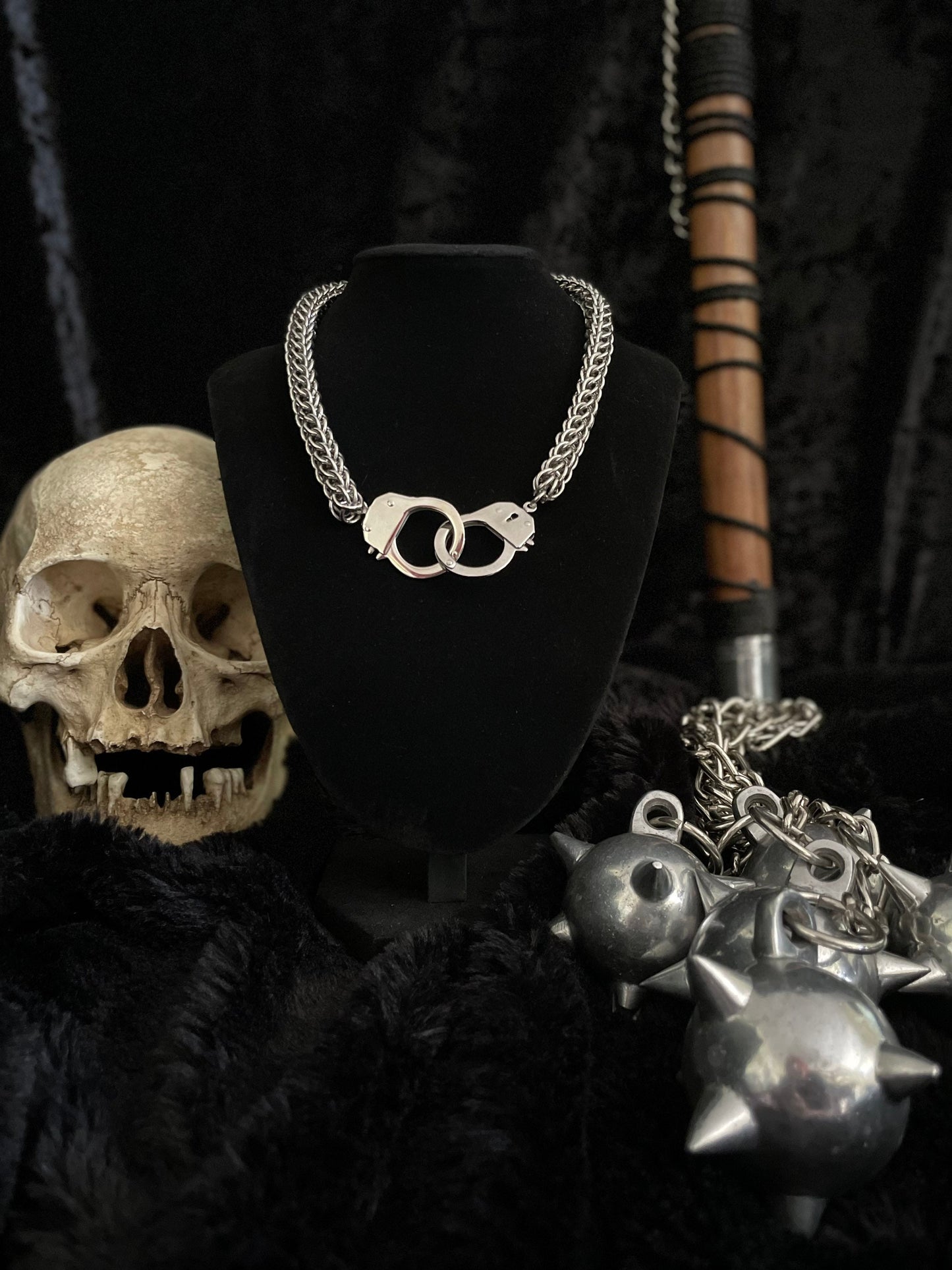 Chainmaille handcuff necklace