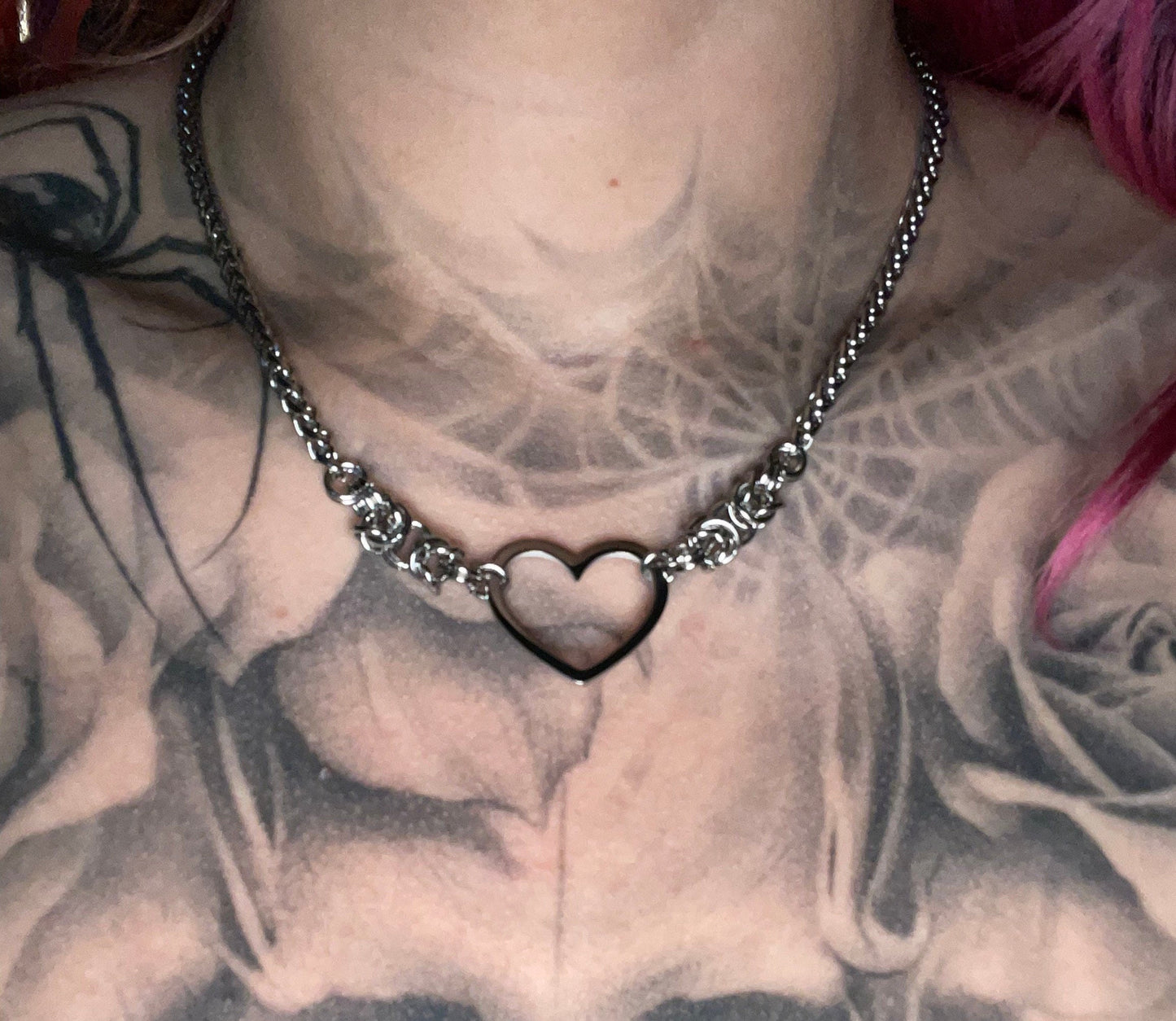 Chainmail heart necklace