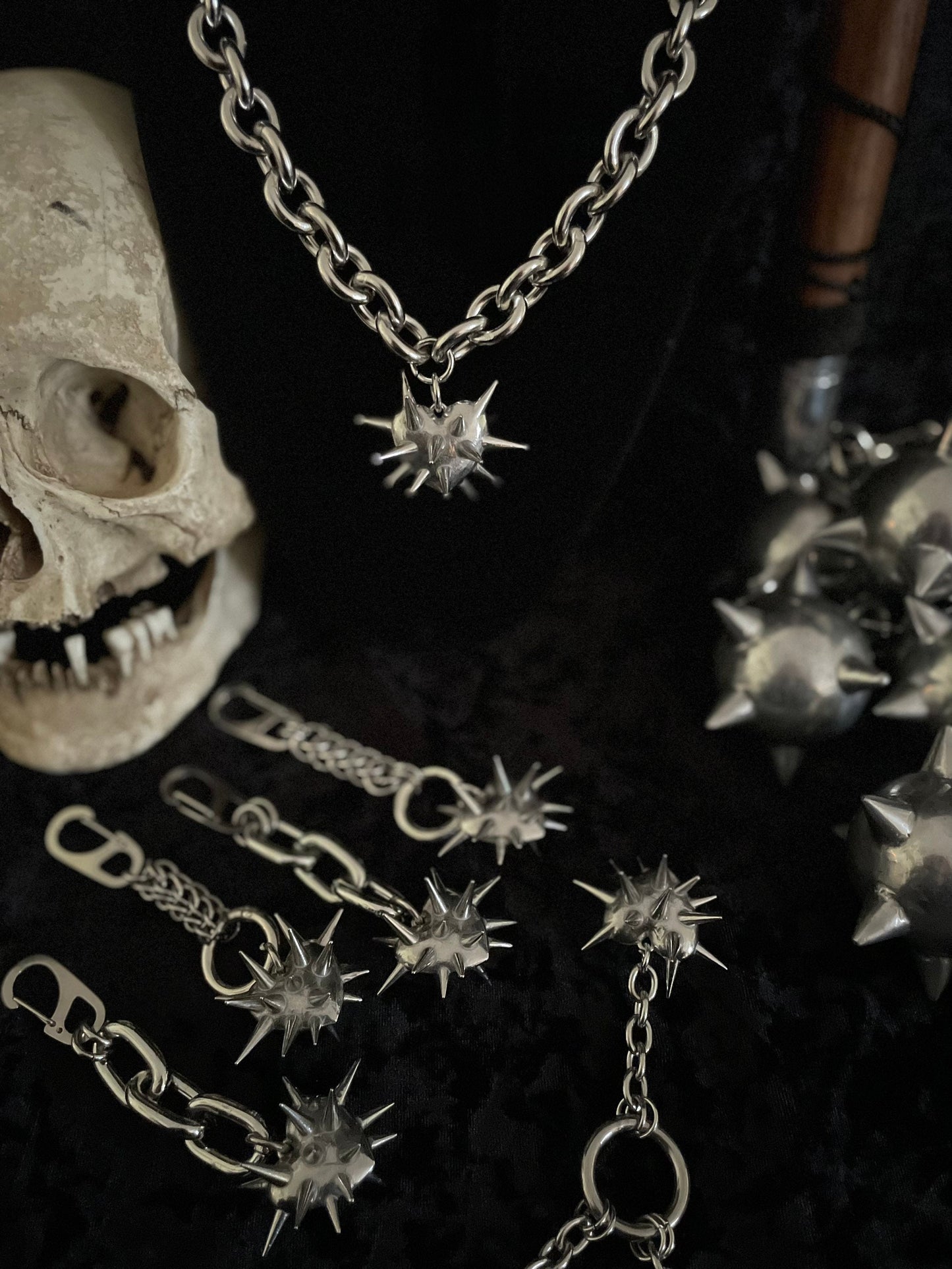 Heart morningstar mace keychain