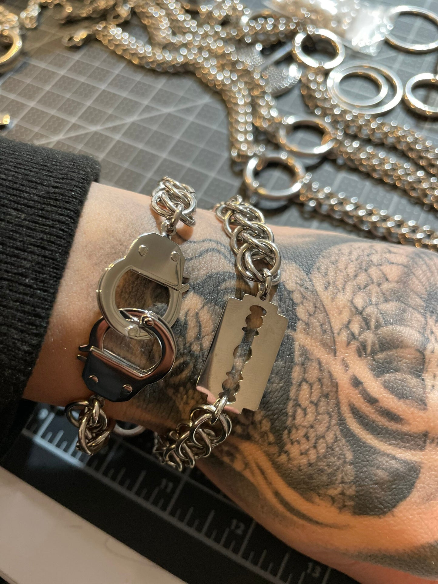 Handcuff/ razor Chainmail bracelet