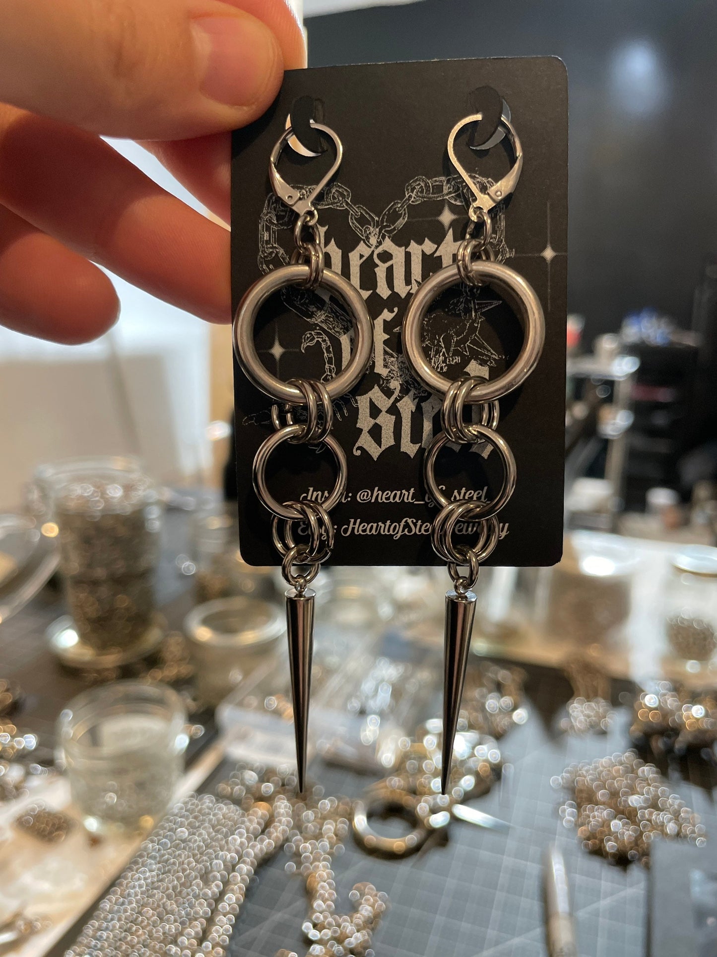 Spike chain earrings