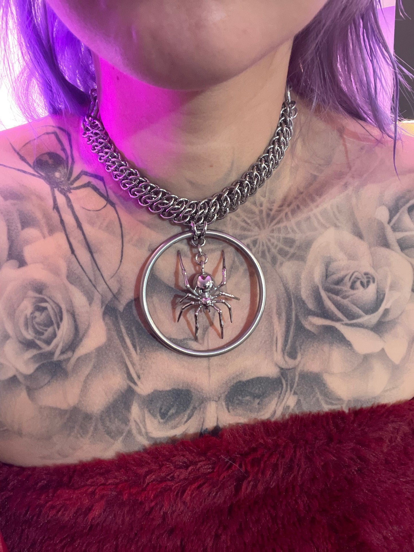 spider necklace with pearls