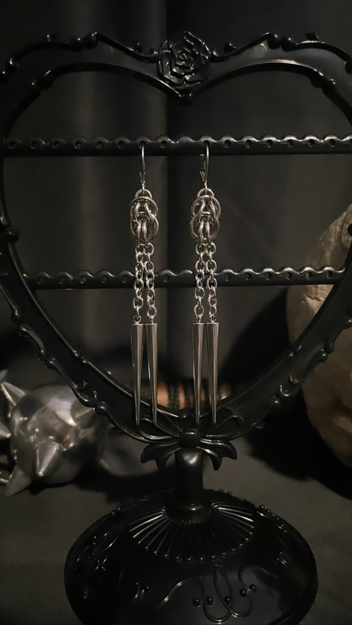Spiked chainmaille earrings