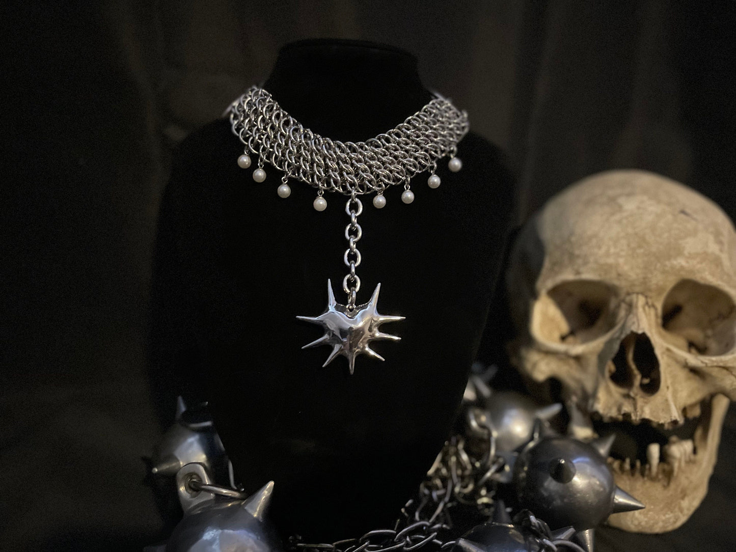Spiked heart choker