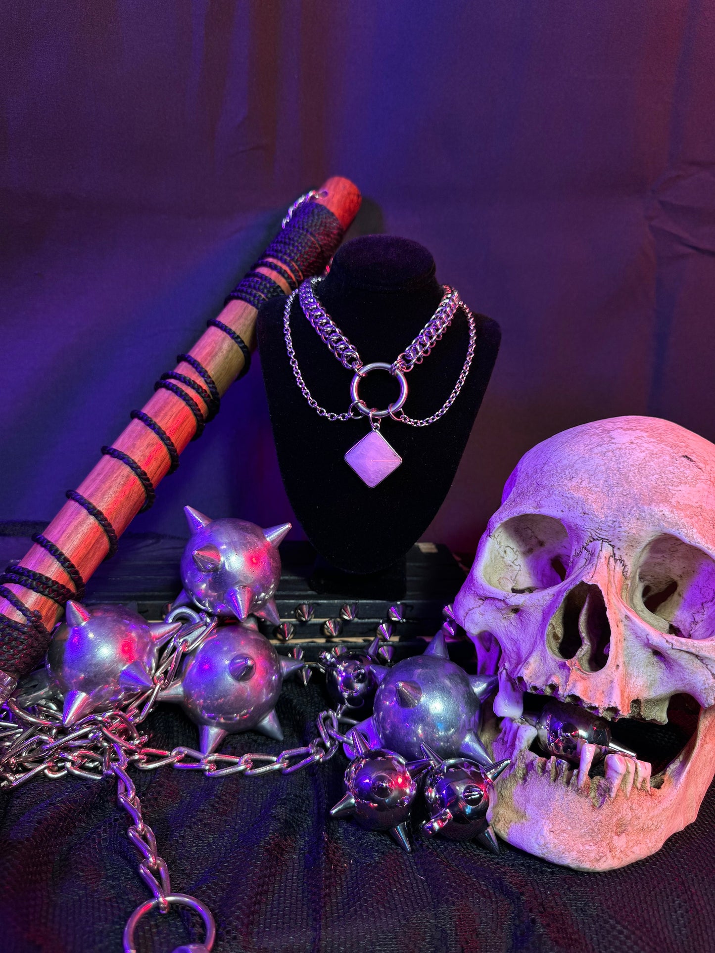 Quarts crystal chainmail necklace