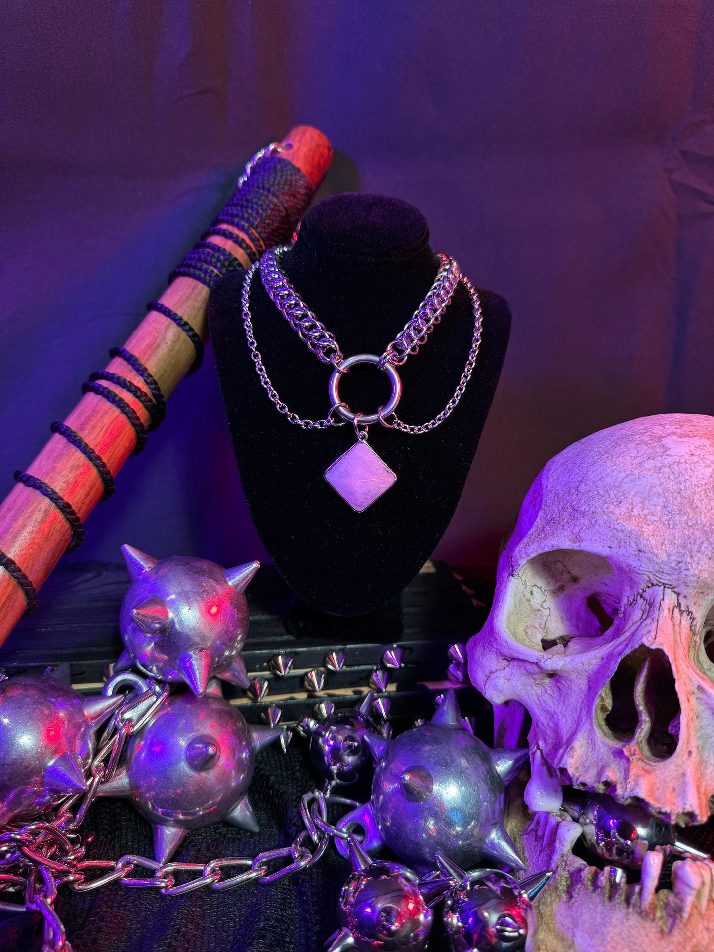 Quarts crystal chainmail necklace