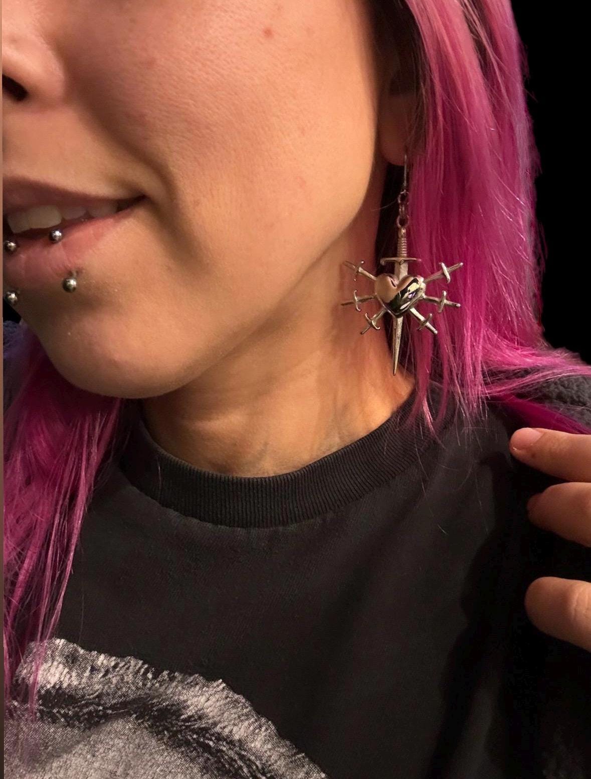 Dagger heart earrings