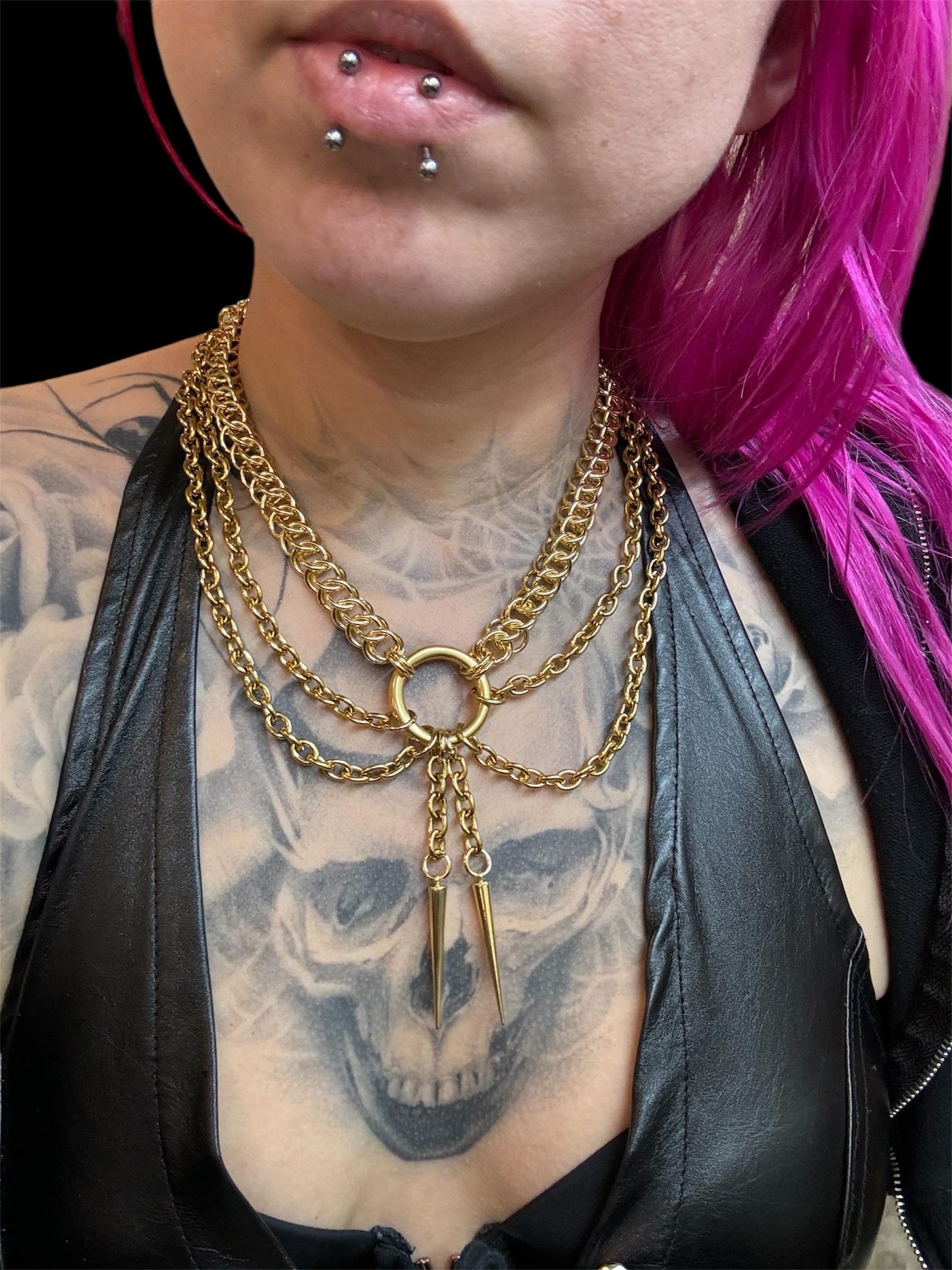 Gold Spiked bolo choker