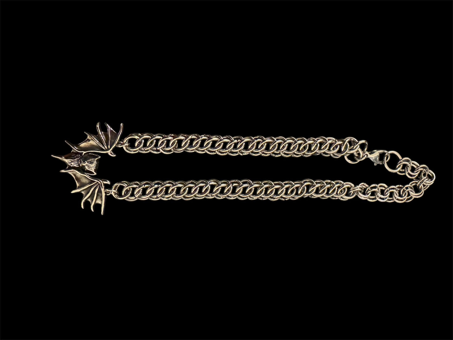Bat necklace, gothic necklace, chainmaille