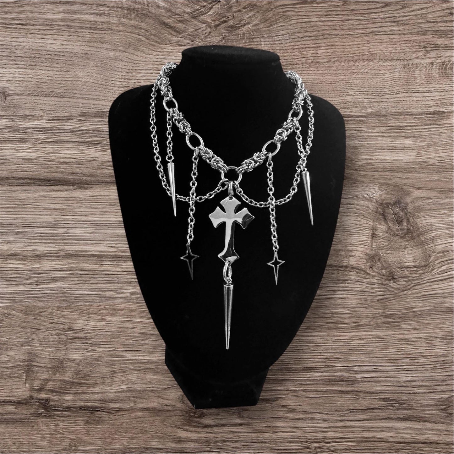 Spiked cross Medieval bizantine chain