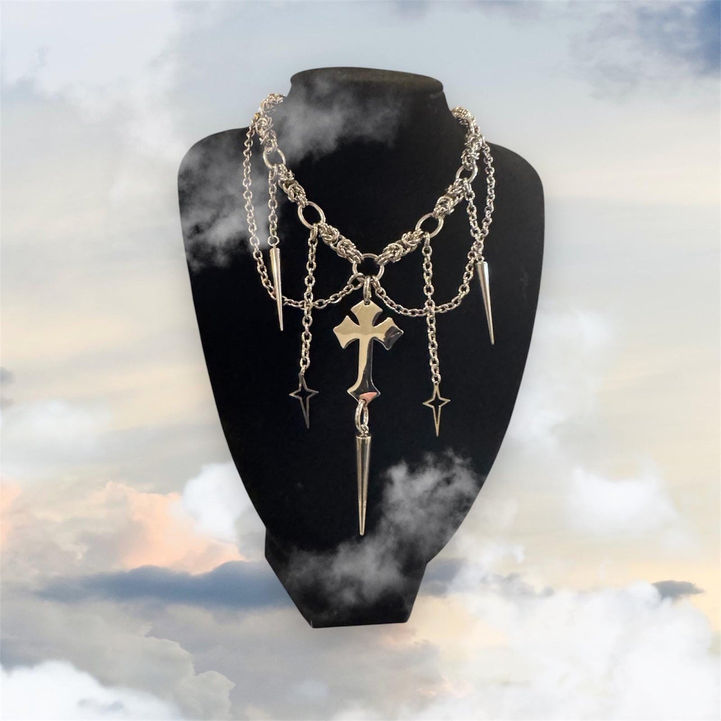Spiked cross Medieval bizantine chain