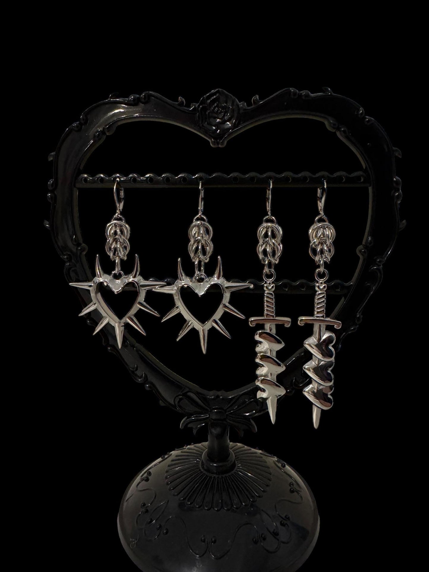 Spikey hearts & Dagger earrings