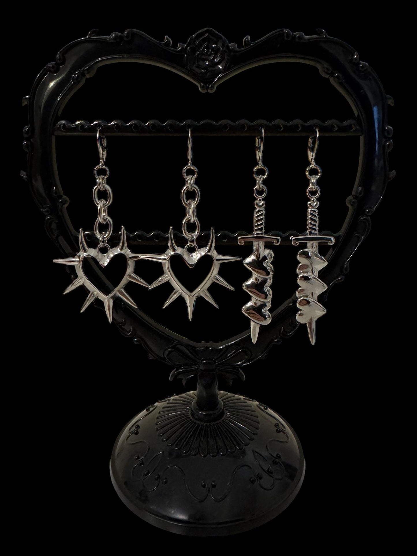 Spikey hearts & Dagger earrings