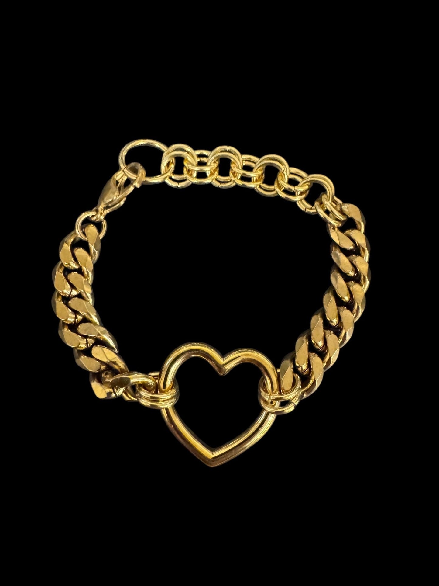Gold Chunky stainless steel heart bracelets