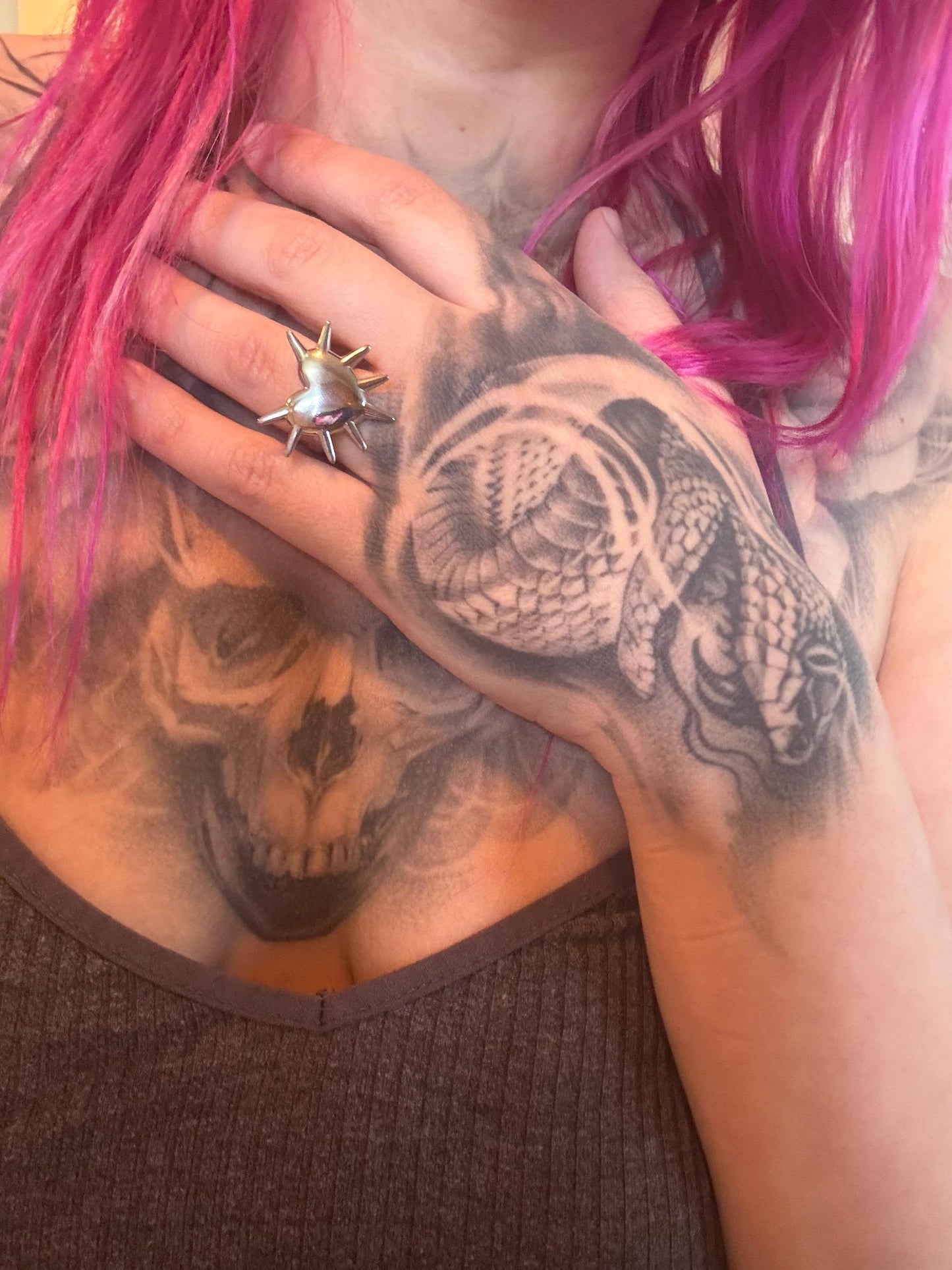 Side Spiked heart ring
