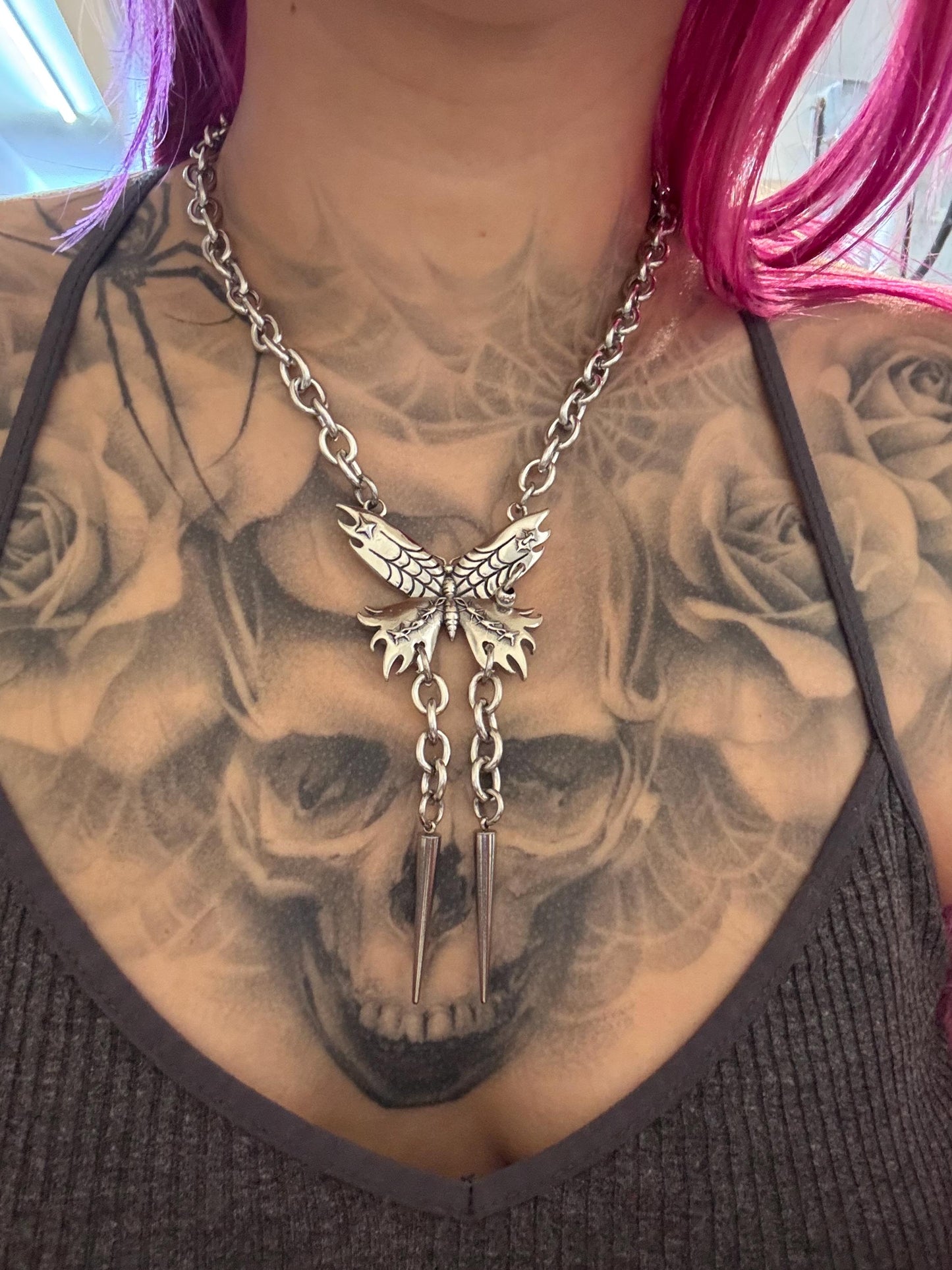 Butterfly bolo chain, insect necklace