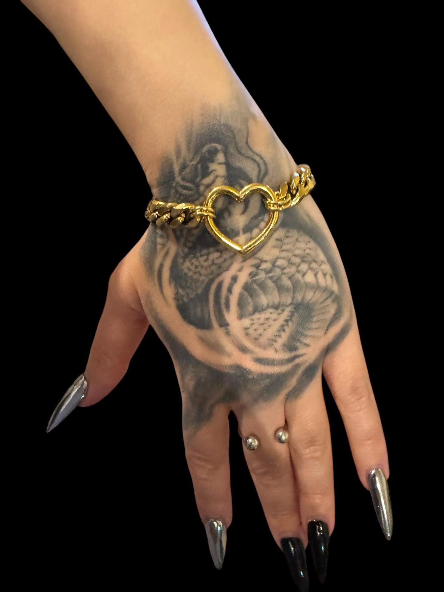 Gold Chunky stainless steel heart bracelets