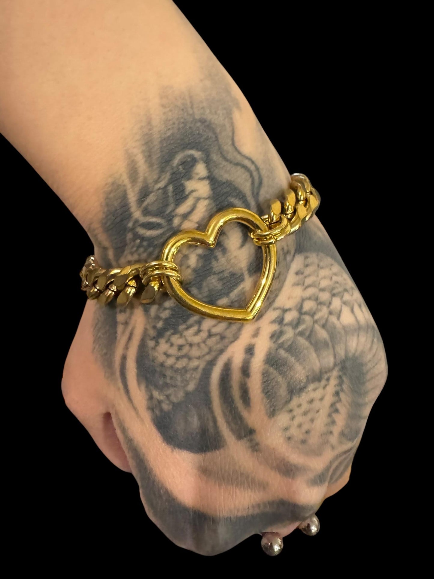 Gold Chunky stainless steel heart bracelets