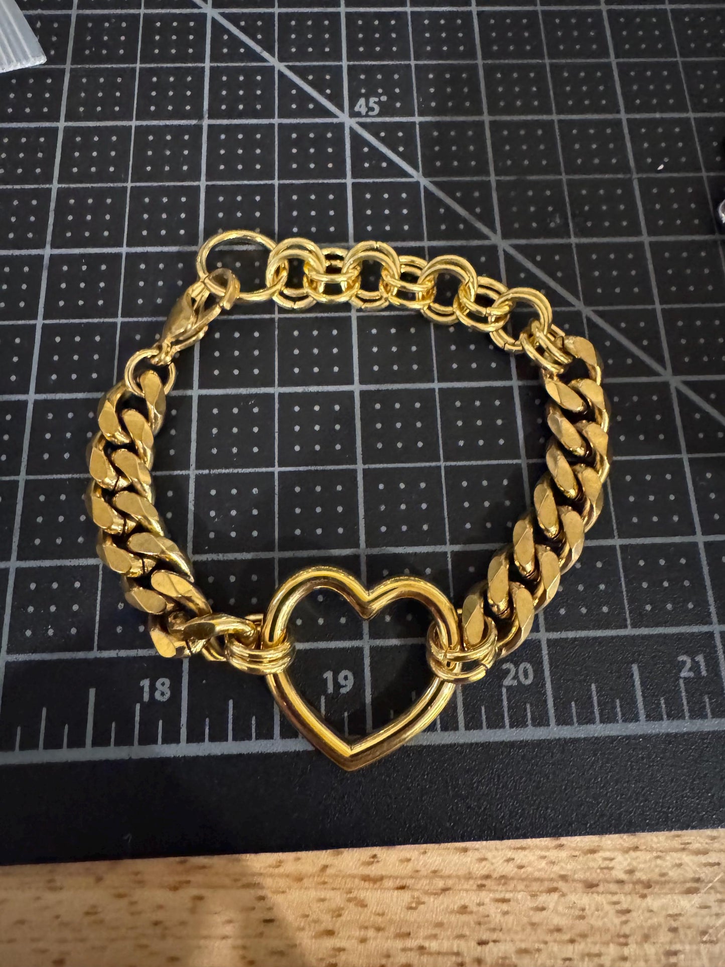 Gold Chunky stainless steel heart bracelets
