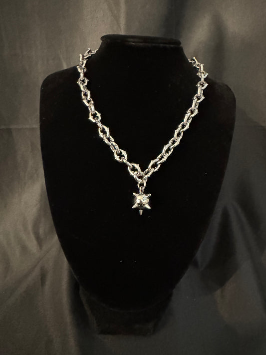 Spikey link chain w mace(silver or gold)
