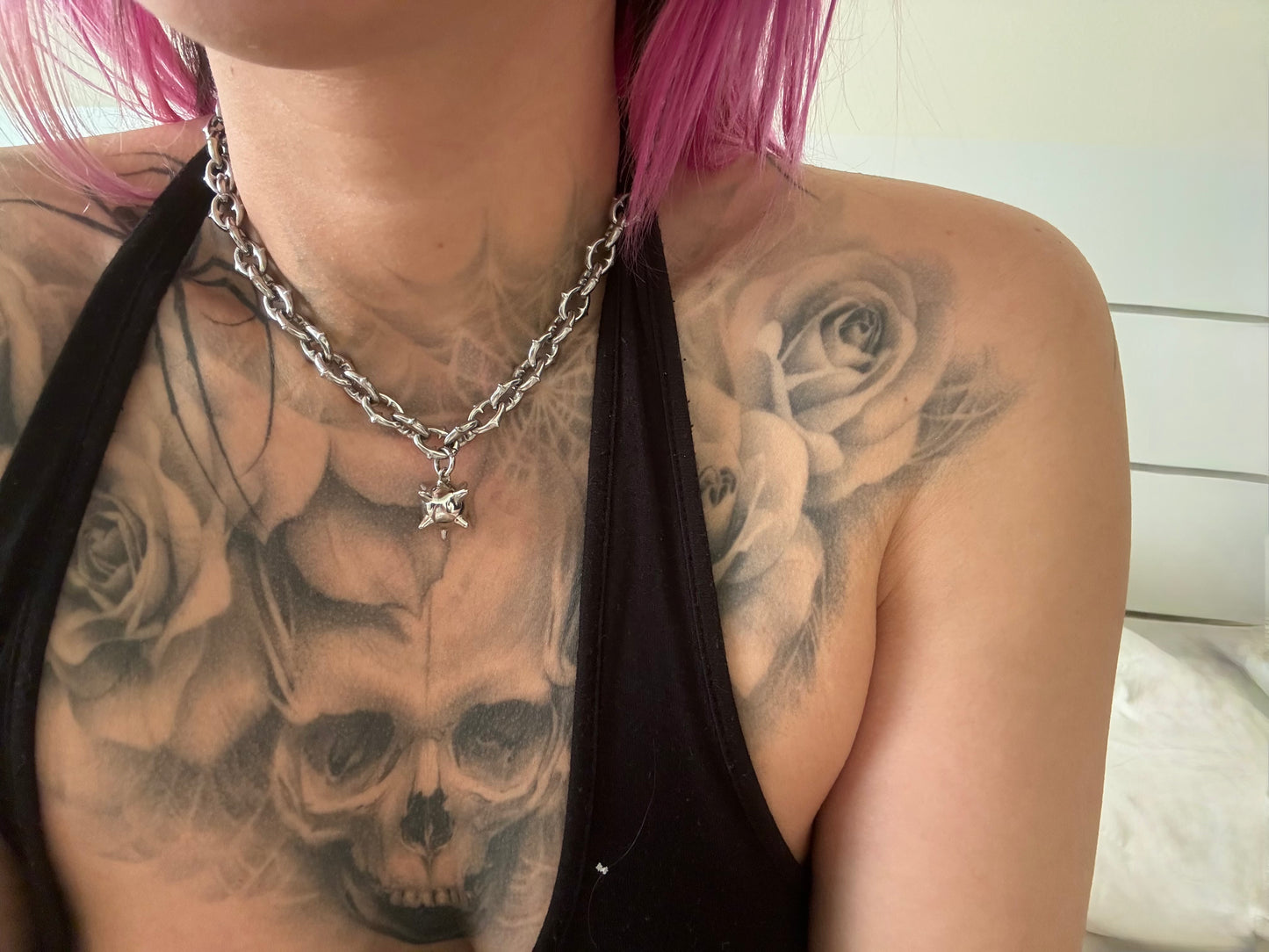 Spikey link chain w mace(silver or gold)