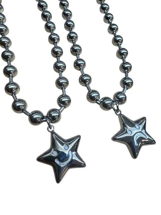 Sad face, happy face STAR ball chains, 90s chain