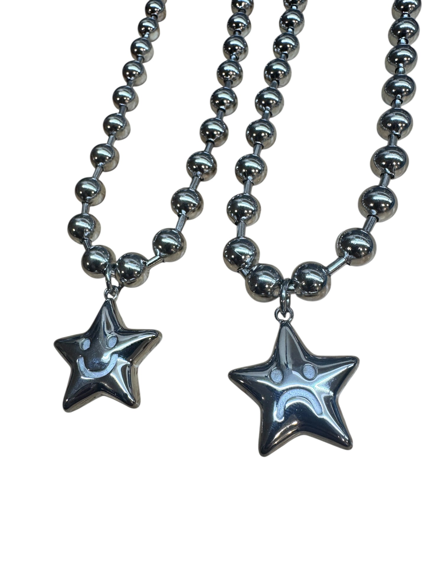 Sad face, happy face STAR ball chains, 90s chain