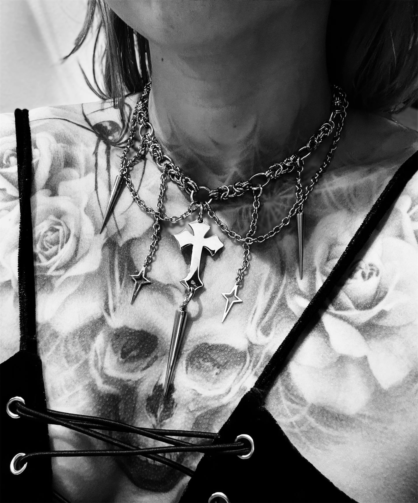 Spiked cross Medieval bizantine chain