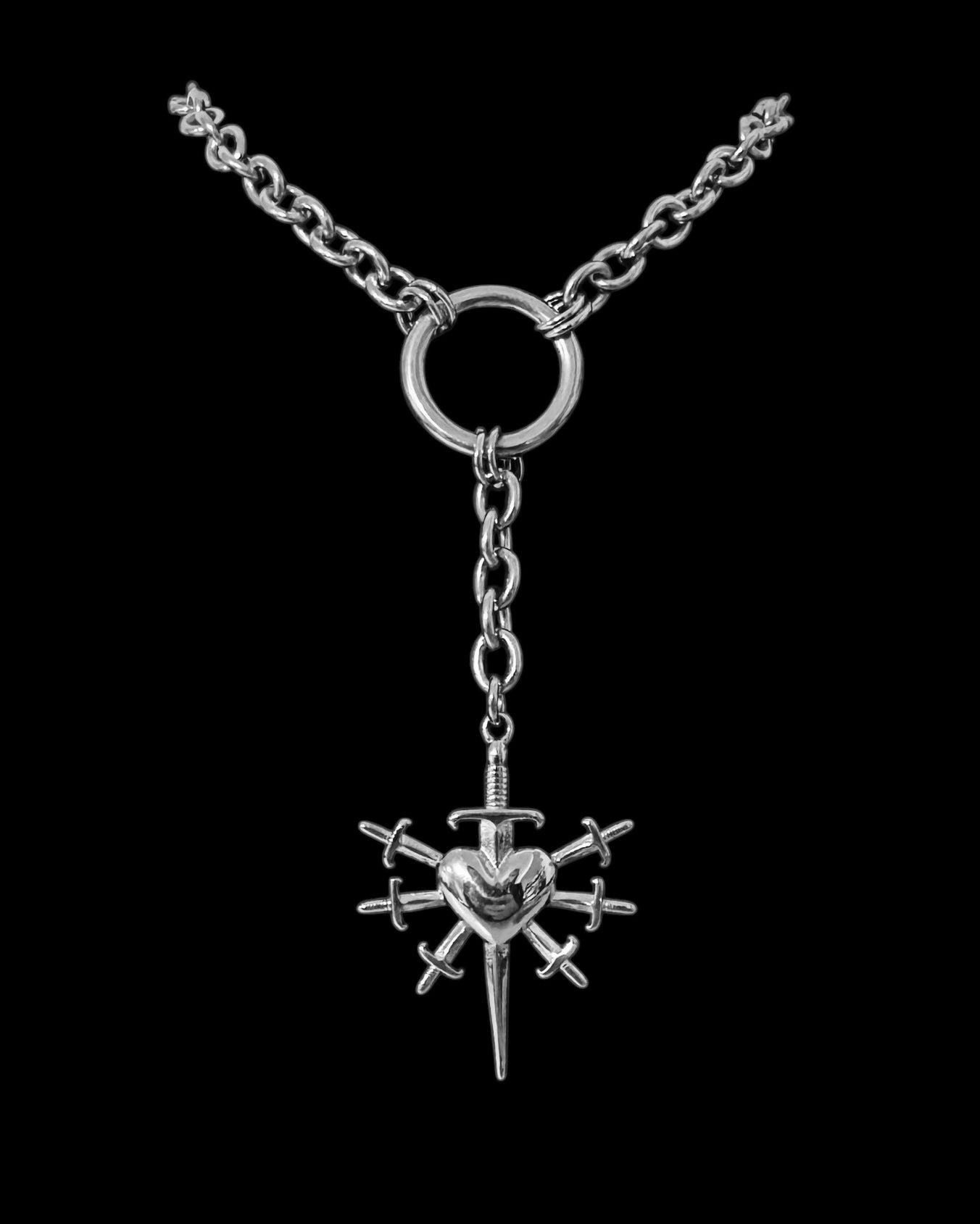 Heart dagger necklace (silver or gold)