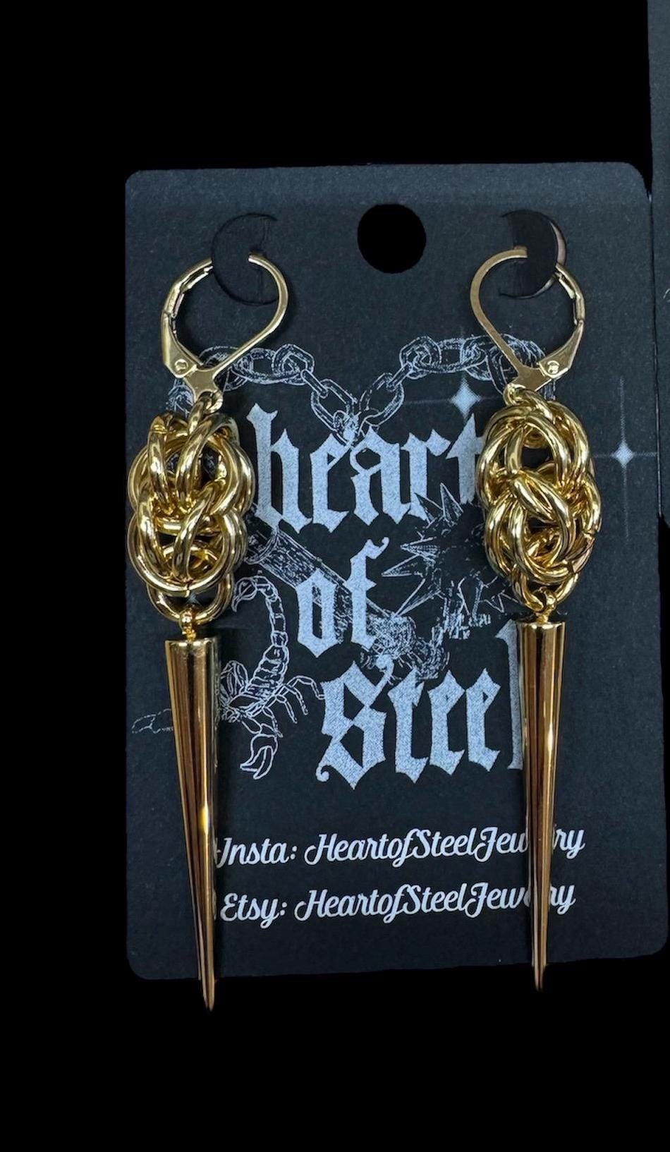 Gold spike earrings
