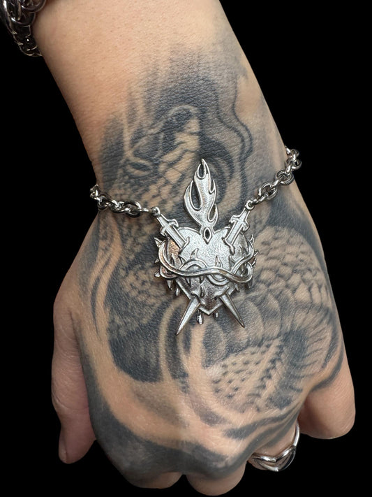 Sacred heart bracelet,  gold or silver
