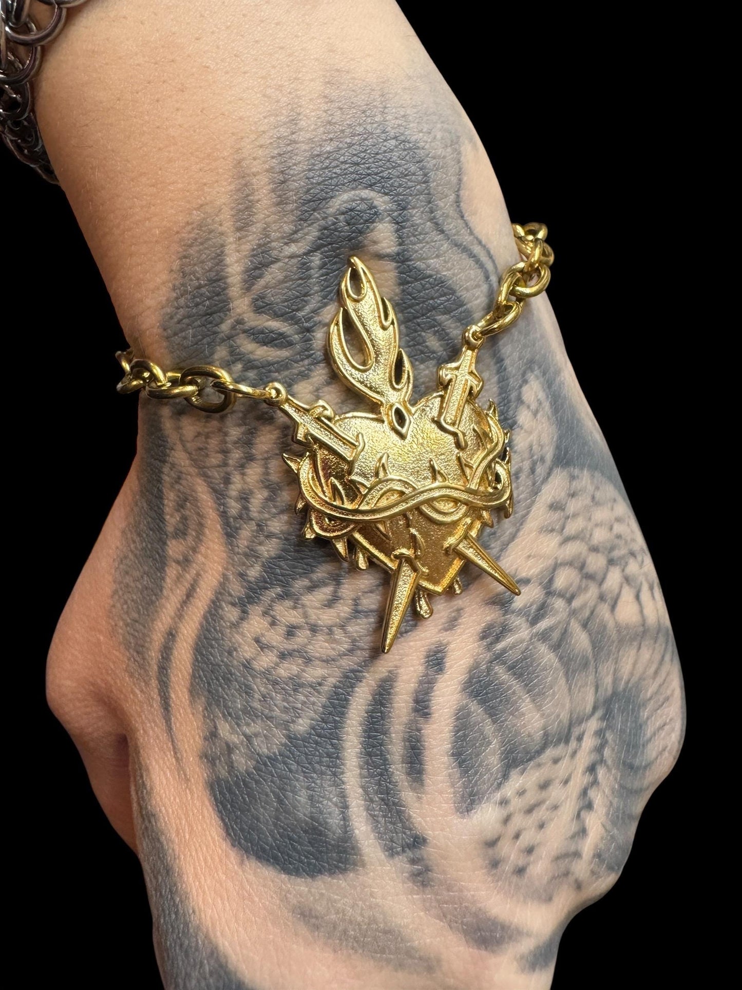 Sacred heart bracelet,  gold or silver