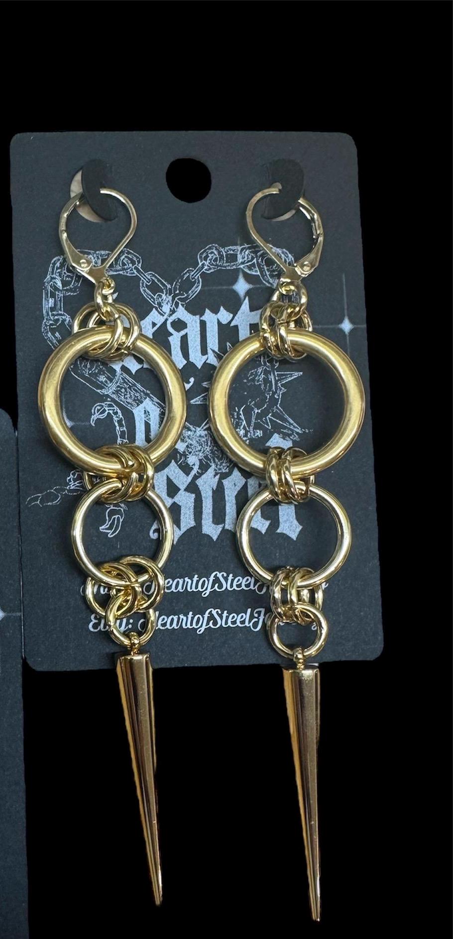 Gold spike earrings