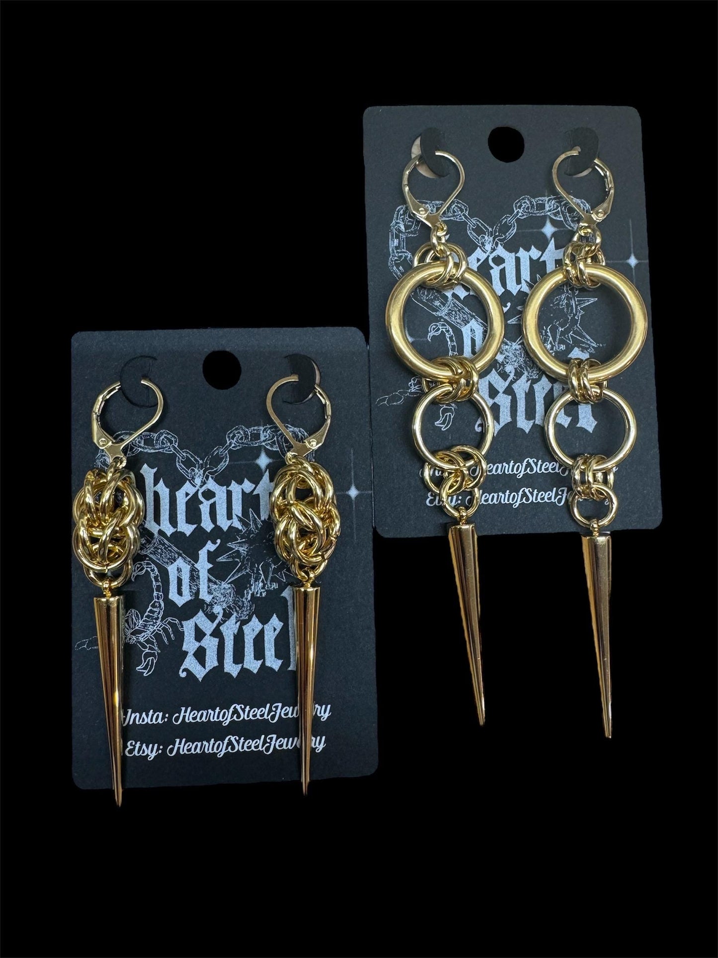 Gold spike earrings
