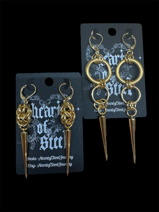 Gold spike earrings