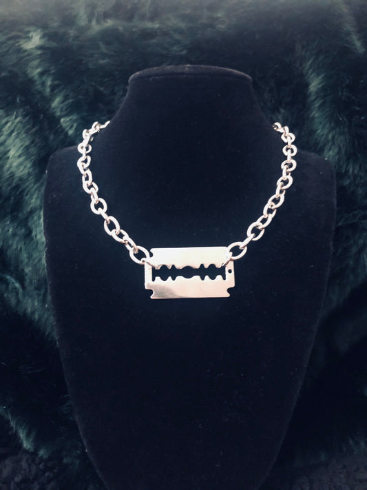 Razor blade chain necklace