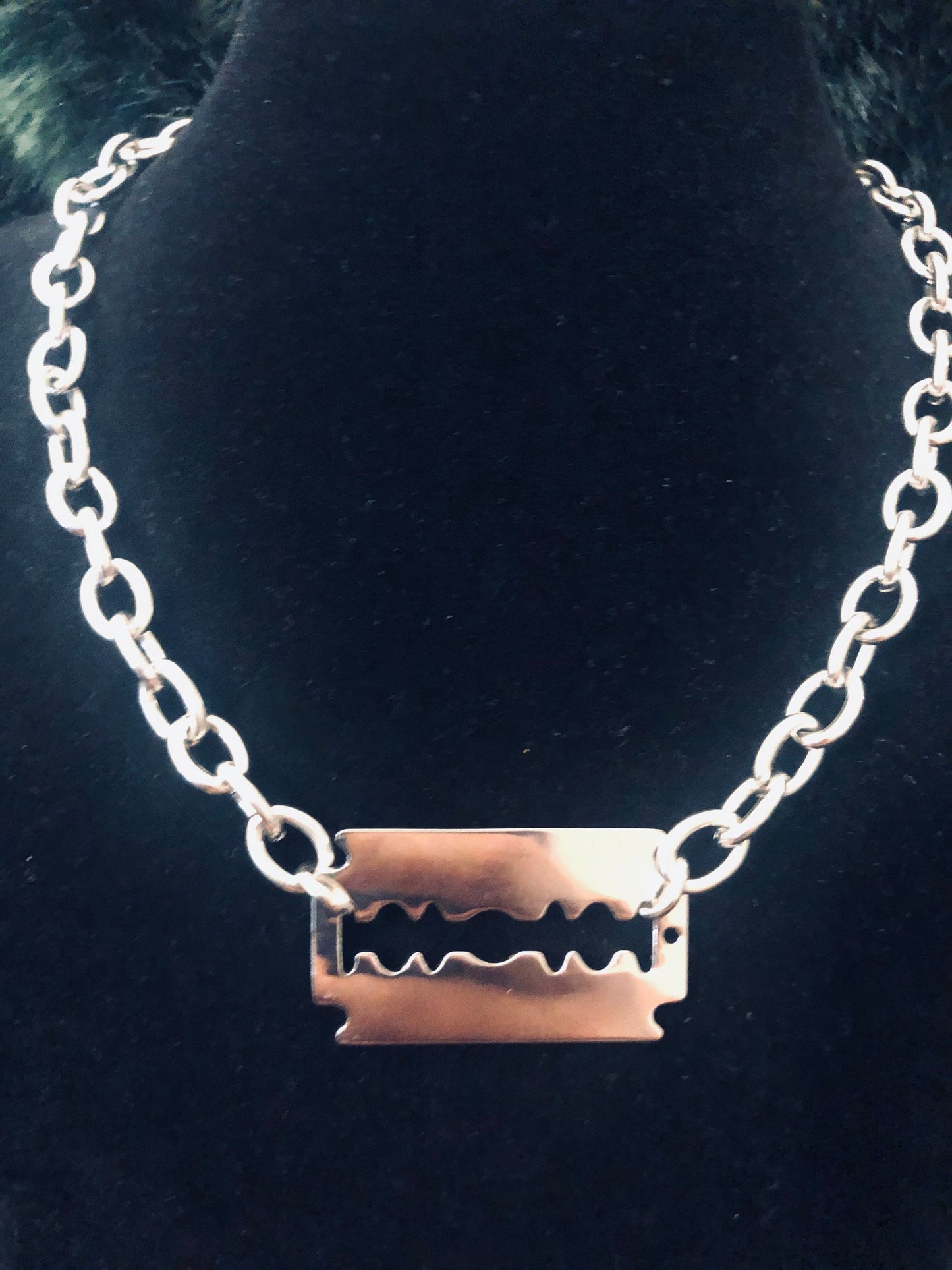 Razor blade chain necklace