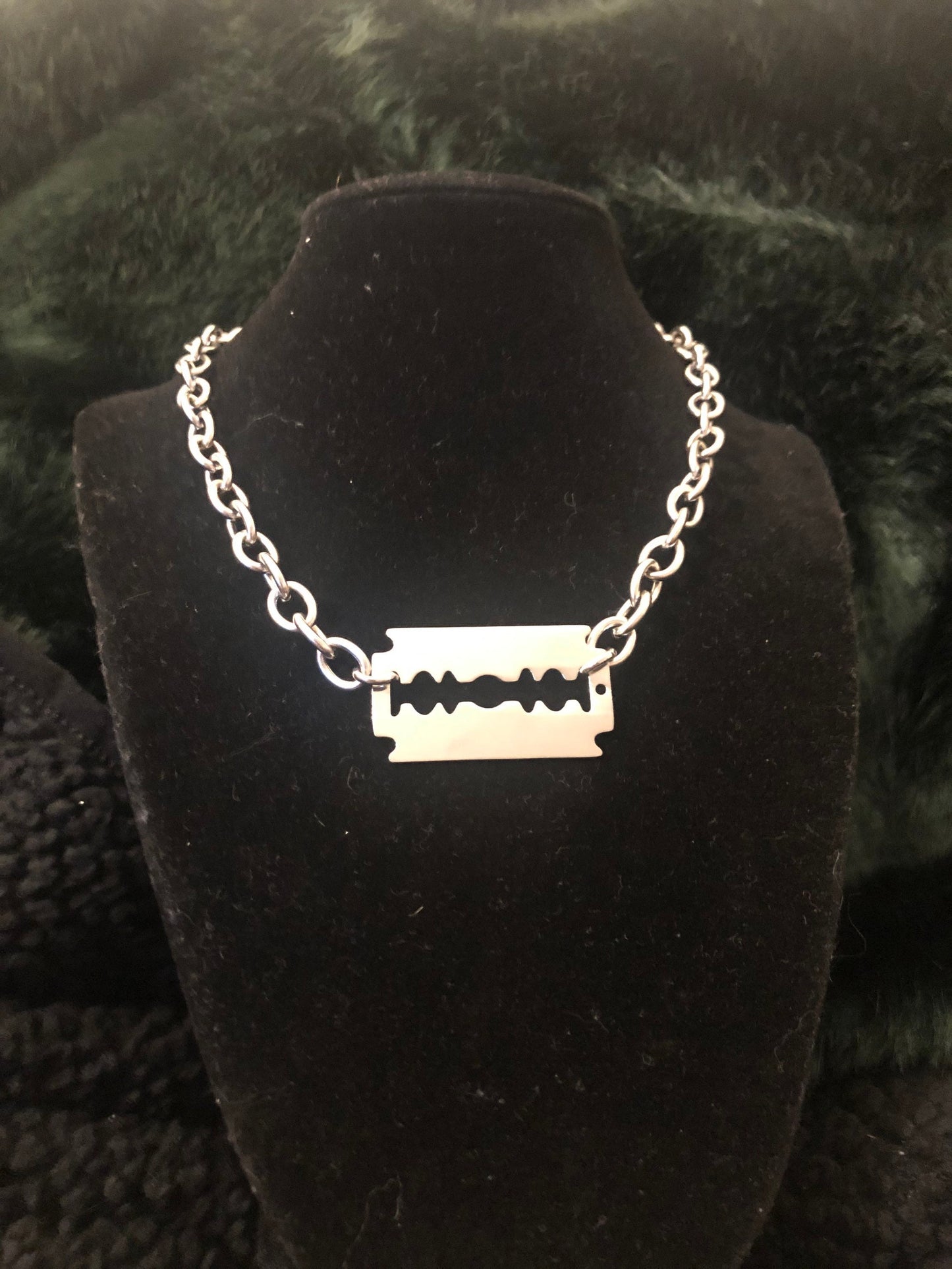 Razor blade chain necklace