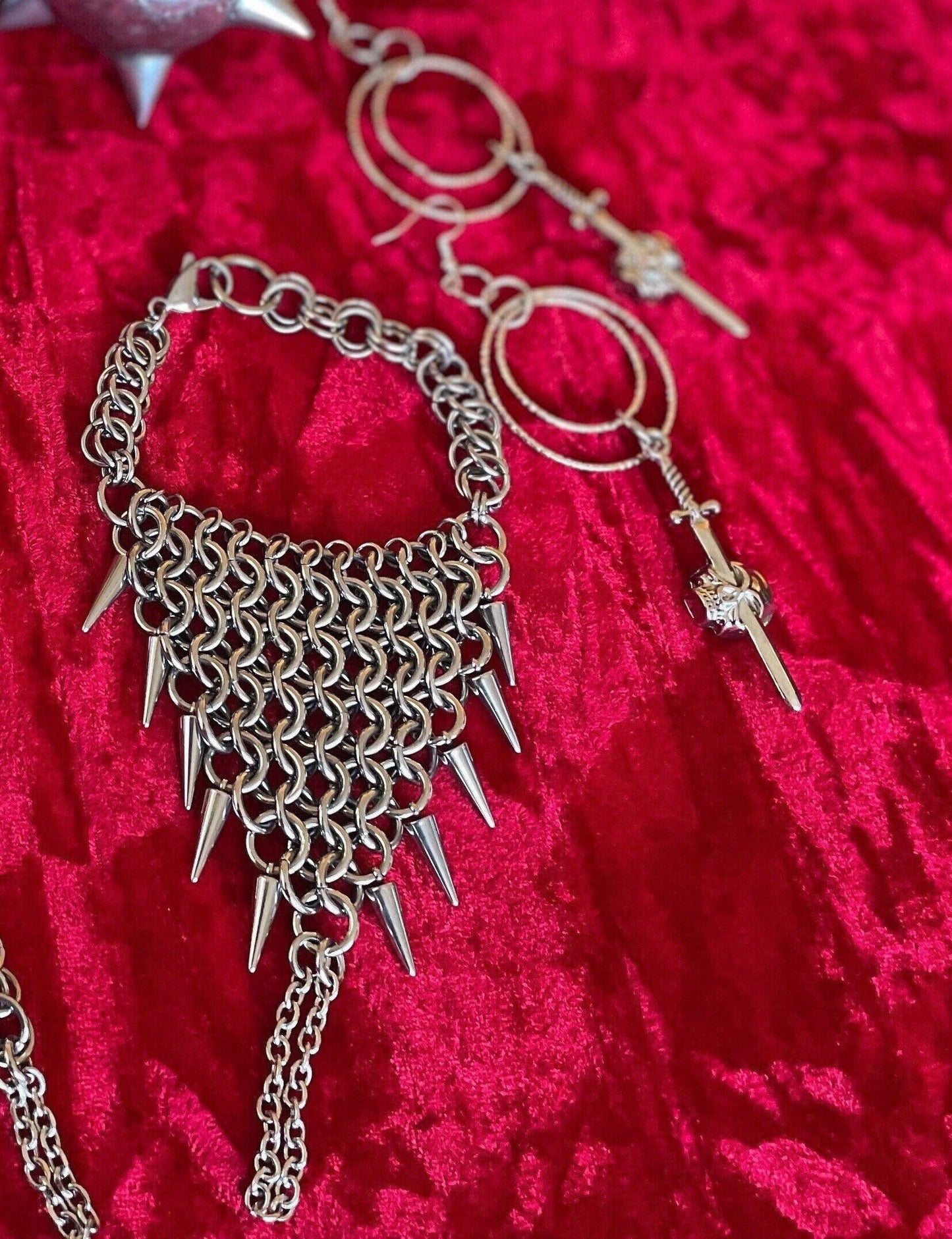 Bandana spiked chainmail bracelet