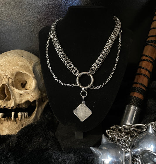 Quarts crystal chainmail necklace