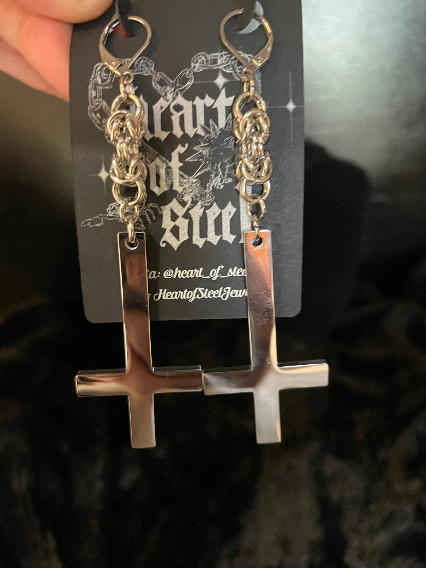 Inverted cross earrings