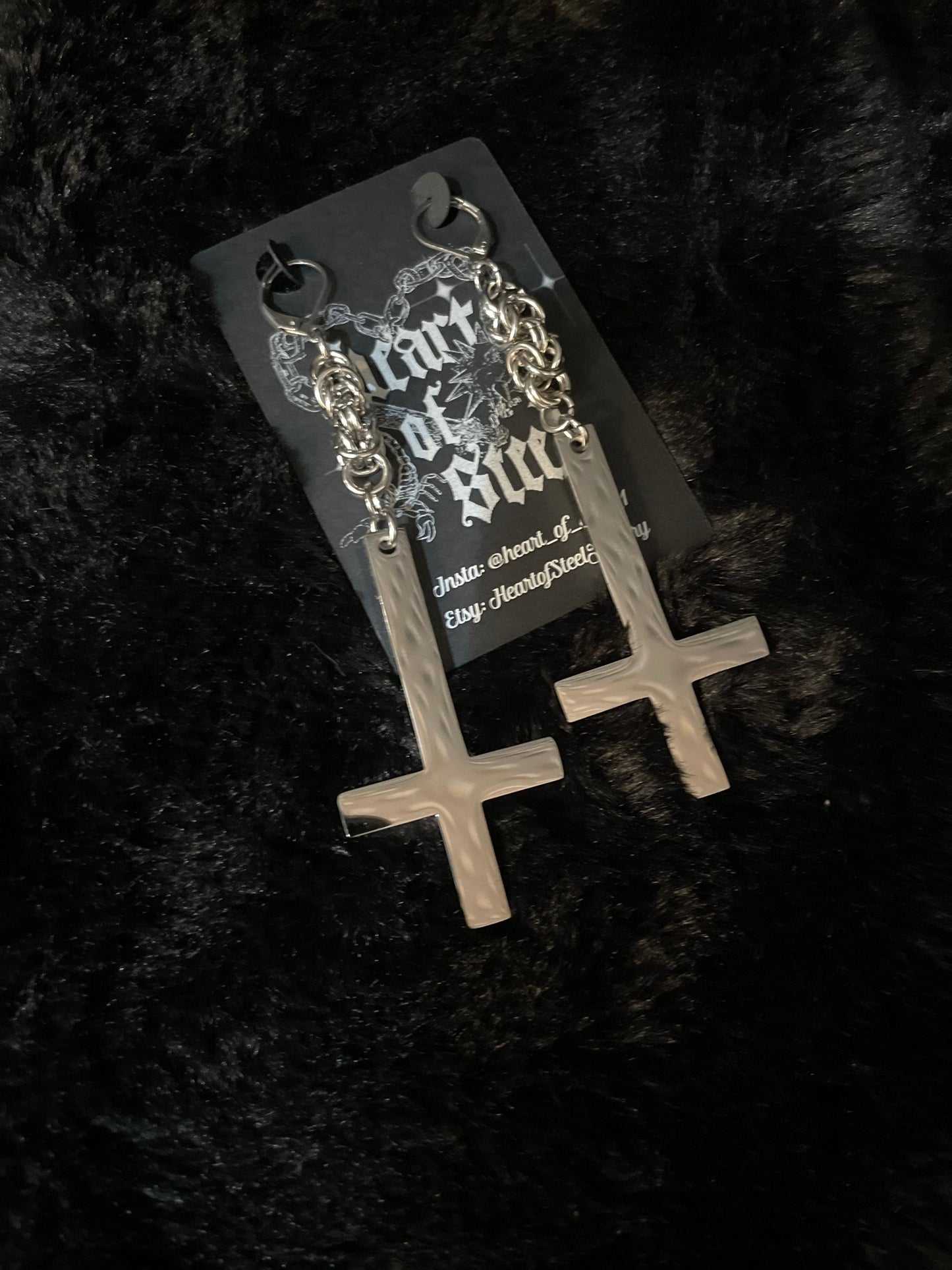 Inverted cross earrings