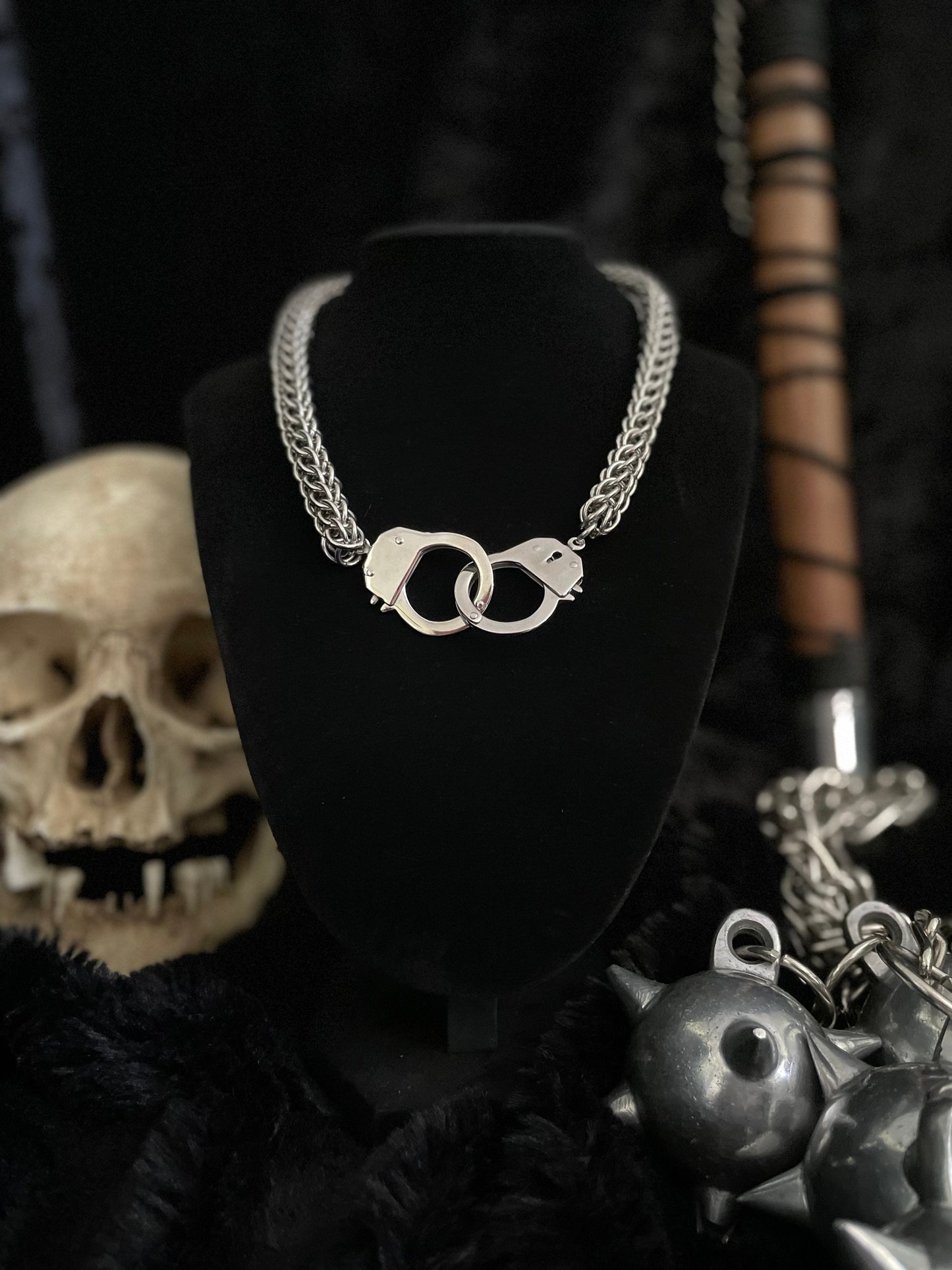 Chainmaille handcuff necklace